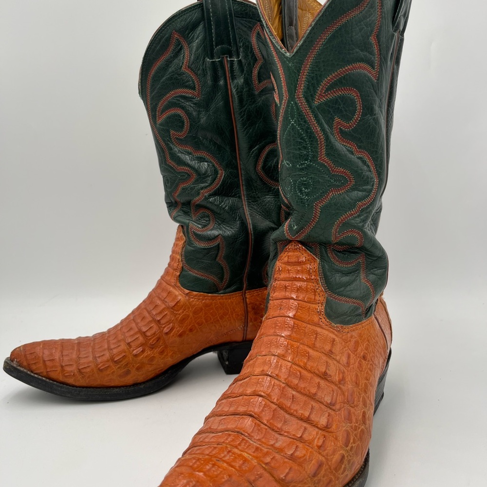 Nocona Vintage Exotics Hornback Caiman size 8 E Cowboy Boots one owner